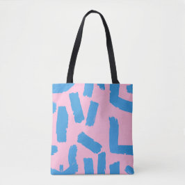 Bolso De Tela Pink with Blue Brushstroke Pattern 