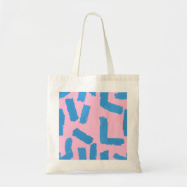 Bolso De Tela Pink with Blue Brushstroke Pattern Budget