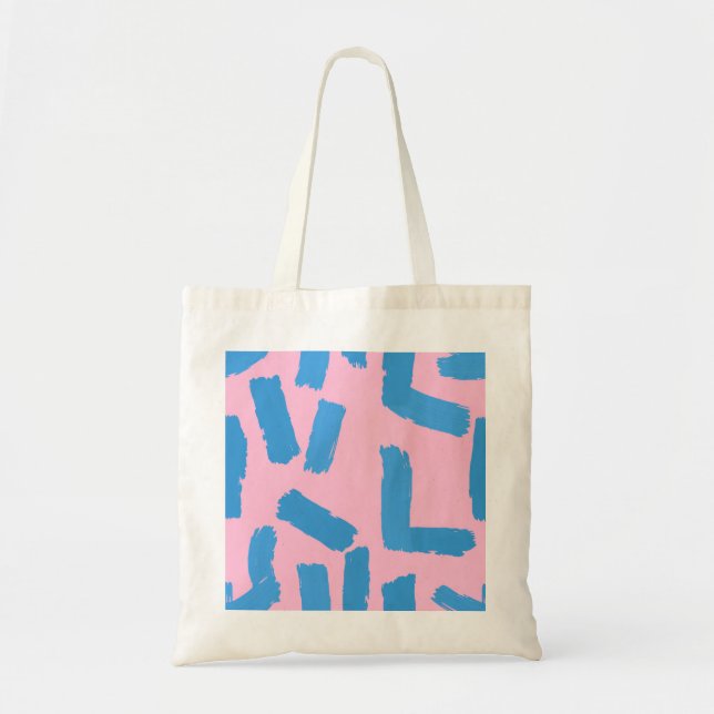 Bolso De Tela Pink with Blue Brushstroke Pattern Budget (Frente)