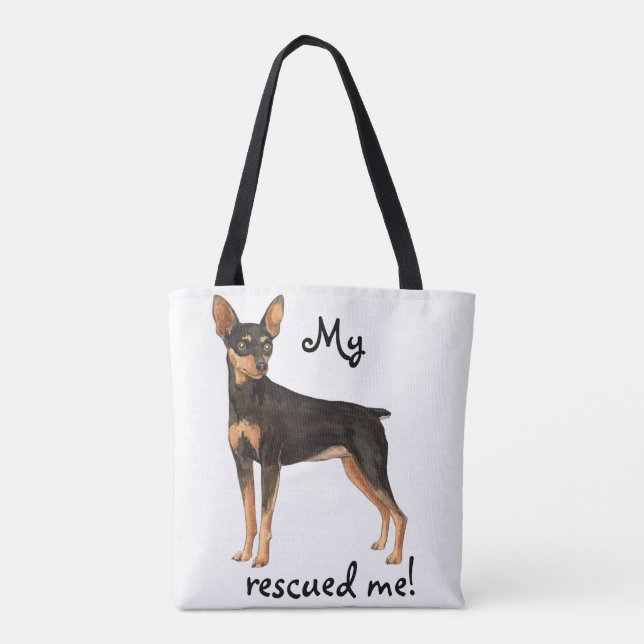 Bolso De Tela Pinscher en miniatura de rescate (Reverso)