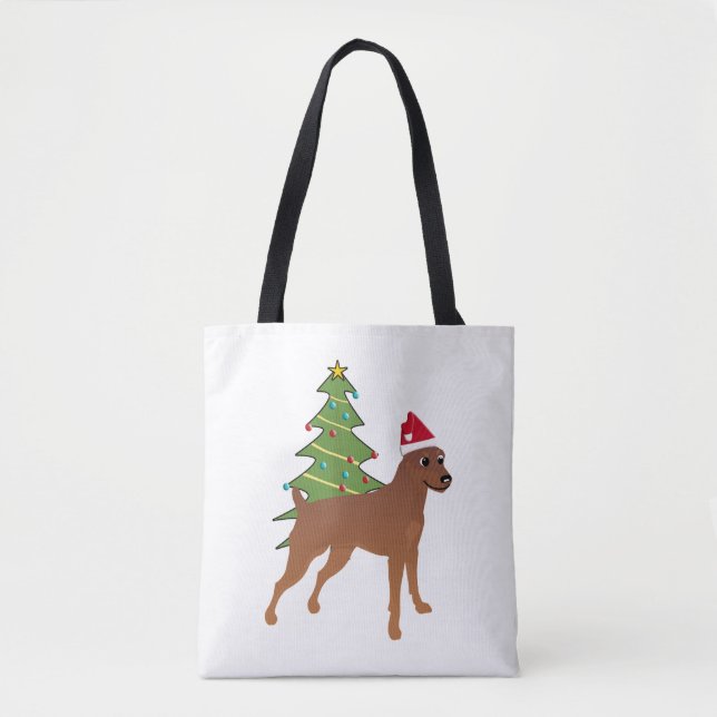 Bolso De Tela Pinscher en miniatura en Santa Hat (acoplado) (Anverso)