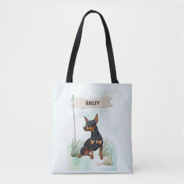 Bolso De Tela Pinscher Miniatura Acuarela Perro Personalizado