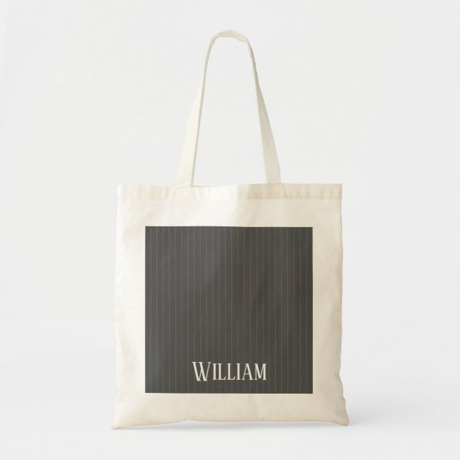 Bolso De Tela Pinstripes grises personalizadas (Frente)