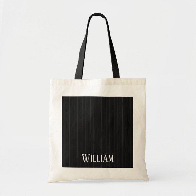 Bolso De Tela Pinstripes negras personalizadas (Frente)
