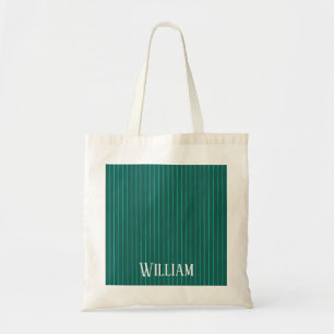 Bolso De Tela Pinstripes verde azuladas