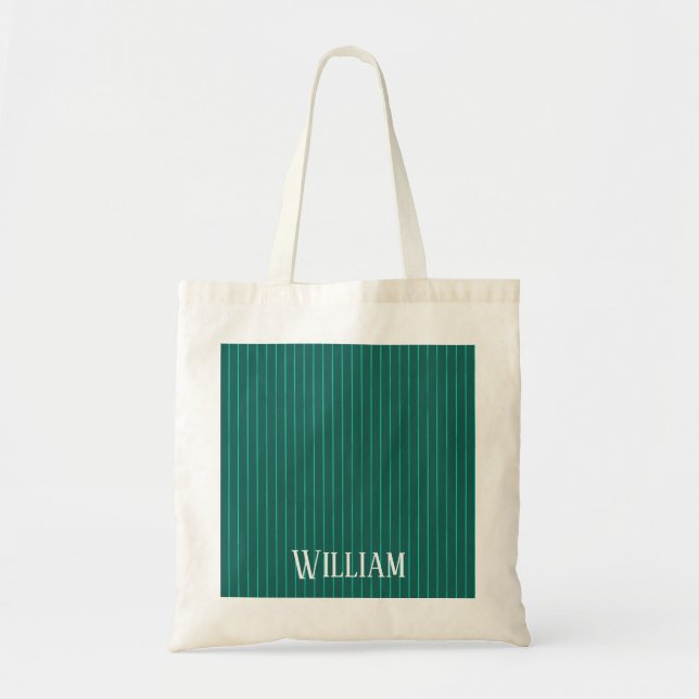 Bolso De Tela Pinstripes verde azuladas (Frente)