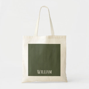 Bolso De Tela Pinstripes verdes de oliva