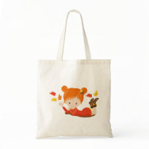 Pintado a mano Chica Adorable Otumn Tote Bag