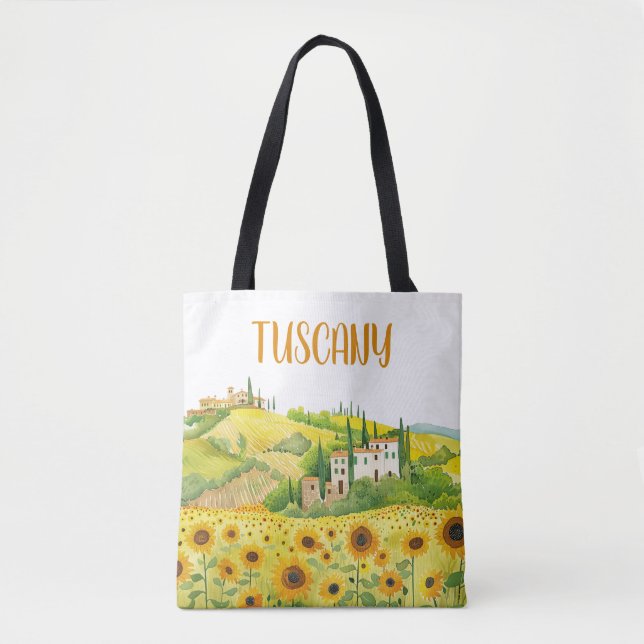 Bolso De Tela Pintado acuático de girasoles en la Italia toscana (Anverso)
