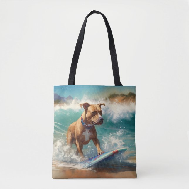 Bolso De Tela Pintado americano de surf en Staffordshire Beach (Anverso)