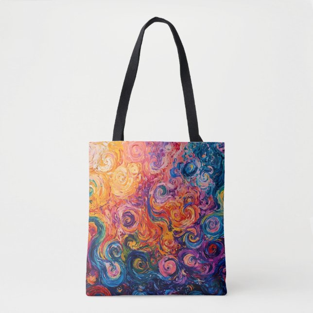 Bolso De Tela Pintado de aceite de Swichedelic Swirls (Anverso)
