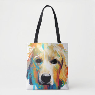 Bolso De Tela Pintado de animales salvajes de perro con recupera