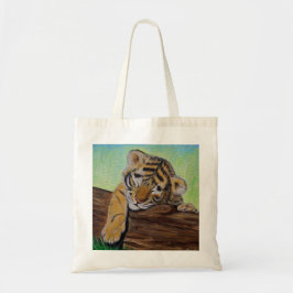Bolso De Tela Pintado de cubo de tigre durmiente