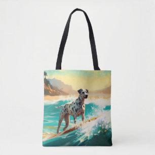 Bolso De Tela Pintado de Dalmation Beach Surfing