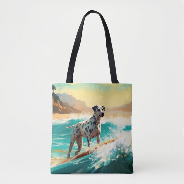 Bolso De Tela Pintado de Dalmation Beach Surfing (Anverso)