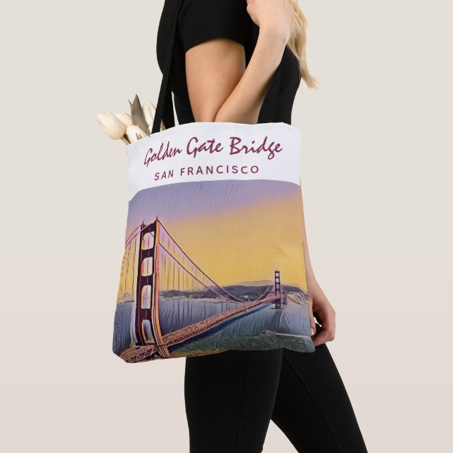 Bolso De Tela Pintado de época del puente Golden Gate de San Fra (Detalle)