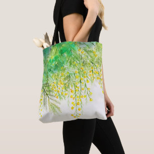 Bolso De Tela Pintado de flores de color blanco brillante de col