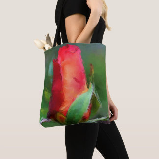 Bolso De Tela Pintado de fotos de color de agua de flores rosebu