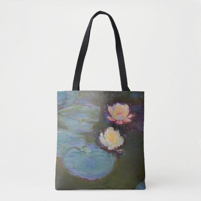 Bolso De Tela Pintado de naves acuáticas de Monet Water Lily Lil (Anverso)