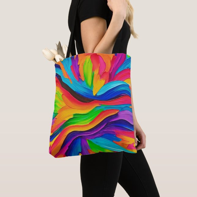 Bolso De Tela Pintado de remolino arco iris (Detalle)