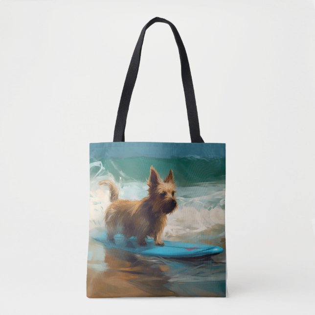 Bolso De Tela Pintado de surf en Australian Terrier Beach (Anverso)