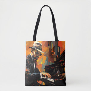 Bolso De Tela Pintado musical de Piano Player Resumen de decorac