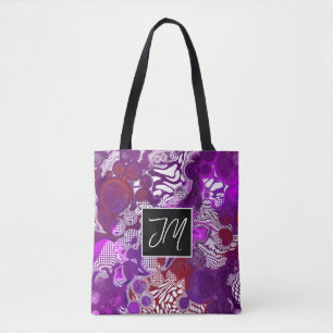 Bolso De Tela Pintado púrpura y borgoña estilo arte fluido