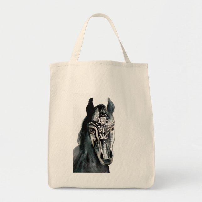 Bolso De Tela Pintando caballos su Tote de compras Personalizado (Frente)