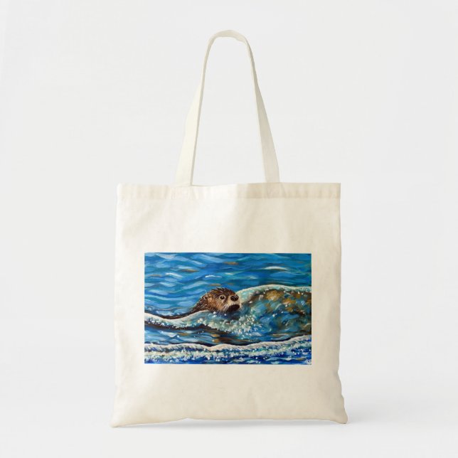 Bolso De Tela Pintando el agua en el mar (Frente)
