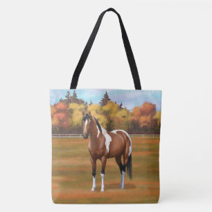 Bolso De Tela Pintar caballo de la bahía de Pinto marrón en la p