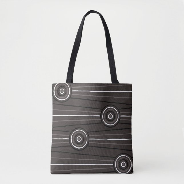 Bolso De Tela Pintura aborigen de líneas y círculos (Anverso)