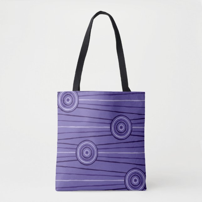 Bolso De Tela Pintura aborigen de líneas y círculos (Anverso)