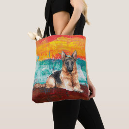 Bolso De Tela Pintura abstracta artística de pastor alemán