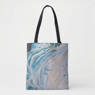 Bolso De Tela Pintura abstracta azul y blanco