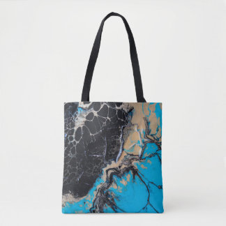 Bolso De Tela Pintura abstracta azul y negro