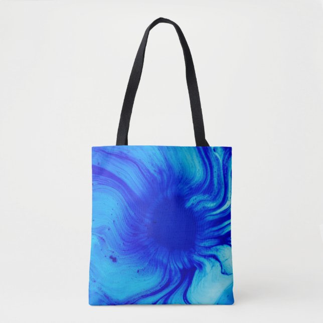 Bolso De Tela Pintura abstracta azul y verde azulada (Anverso)