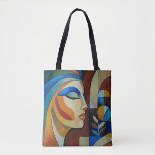 Bolso De Tela Pintura abstracta de mujer cubista moderna en bols