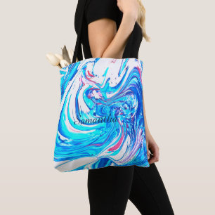 Bolso De Tela Pintura acrílica azul Resumen Remolque