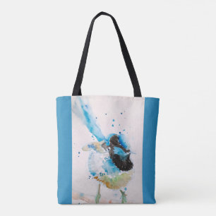 Bolso De Tela Pintura Acuarela de Carricero Azul Aves Australian