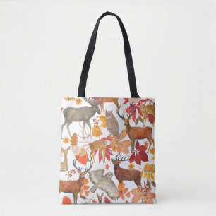 Bolso De Tela Pintura acuarela de fondo de bosque otoñal con