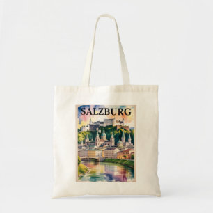 Bolso De Tela Pintura acuarela del castillo de Salzburgo Austria