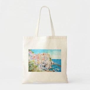 Bolso De Tela Pintura acuática de Cinque Terre en Italia