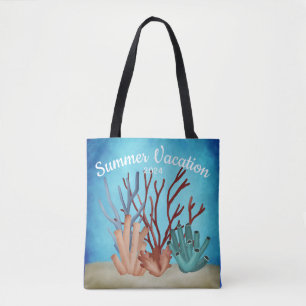 Bolso De Tela Pintura al acuarela de corales marinos