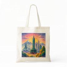 Pintura al agua del horizonte de la ciudad de Taip