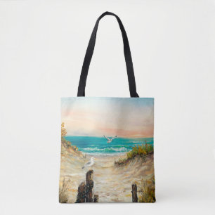 Bolso De Tela pintura al óleo de dunas de playa oceánicas con g