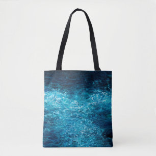 Bolso De Tela  pintura al óleo que muestra olas en el océano o e