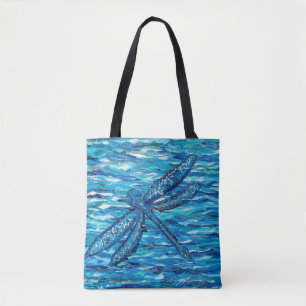 Bolso De Tela Pintura azul de la libélula