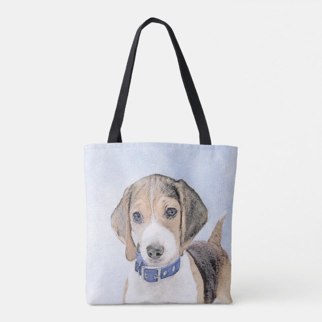 Bolso De Tela Pintura Beagle - Arte Perro Original Cuto (Reverso)