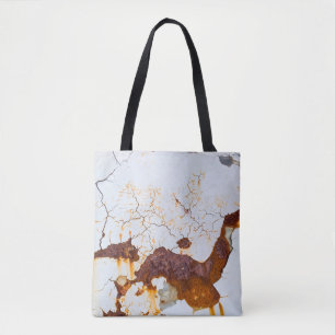 Bolso De Tela Pintura blanca agrietada, coche oxidado.