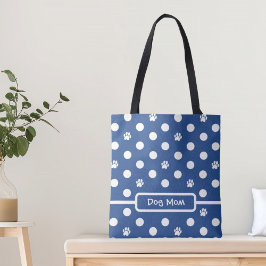 Bolso De Tela Pintura blanca de polka-punto imprime azul persona